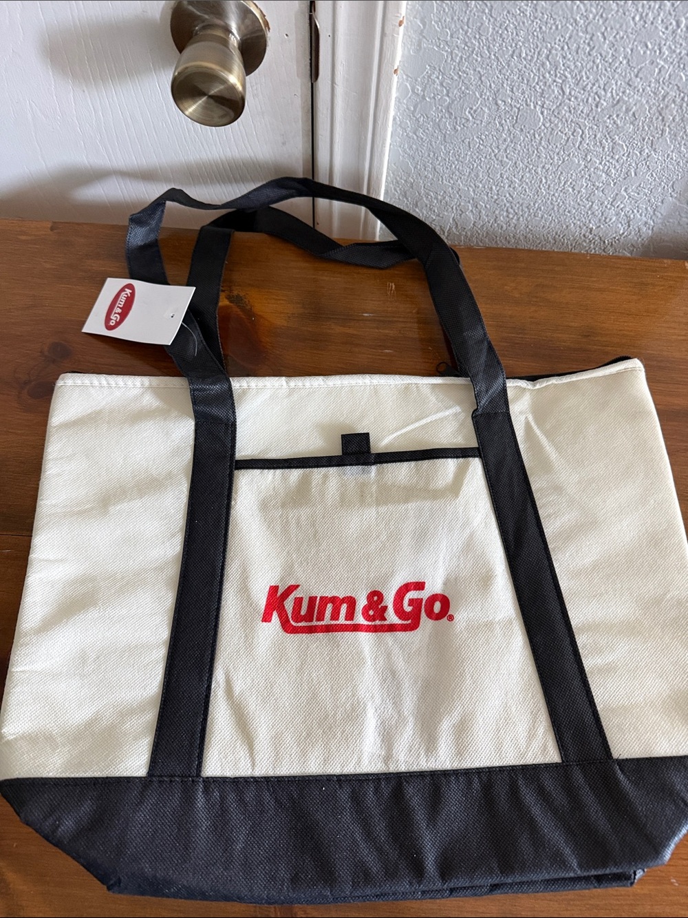 Cream Canvas Tote with Black Trim